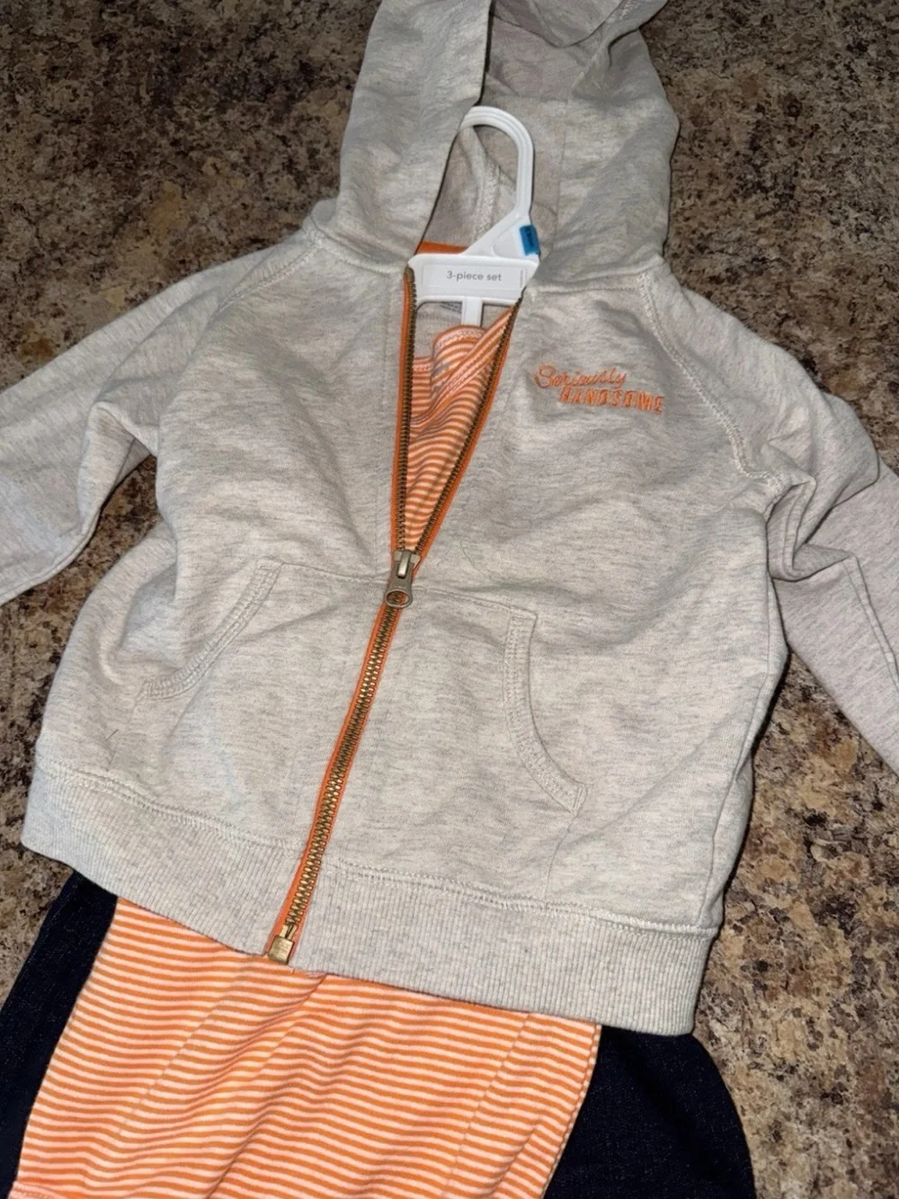 Carter's 3-Piece Set NWT Boys 24 Month Short Sleeve Shirt Pants Orange Outfit